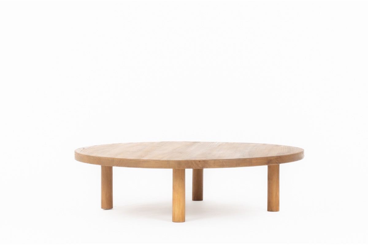 Round coffee table in elm 1950
