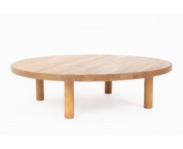 Table basse ronde en orme 1950