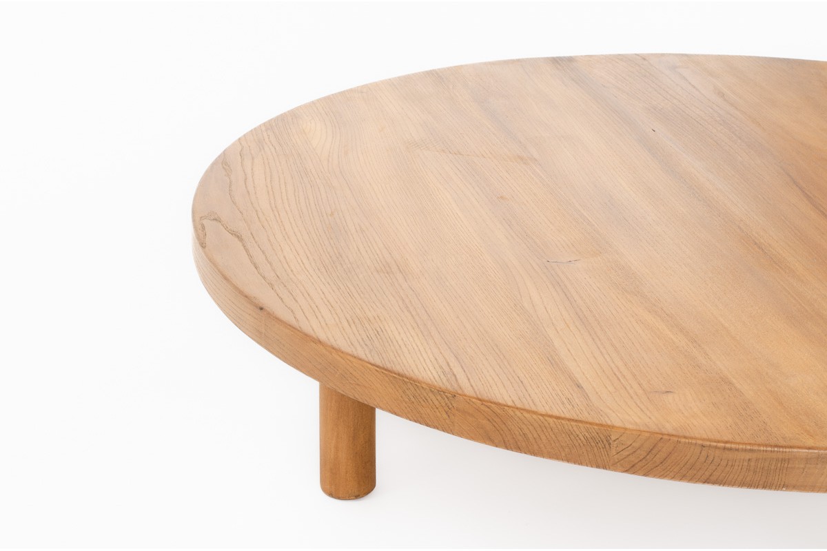 Round coffee table in elm 1950