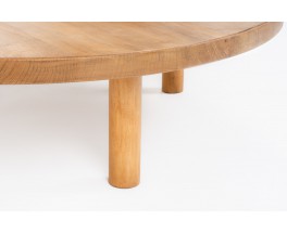 Table basse ronde en orme 1950