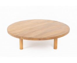 Table basse ronde en orme 1950