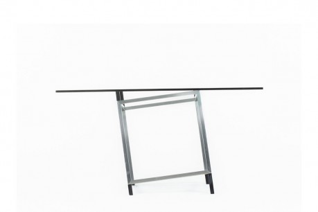 Table de repas carrée François Morellet modèle Déstabilisation en acier édition Tecno 1990
