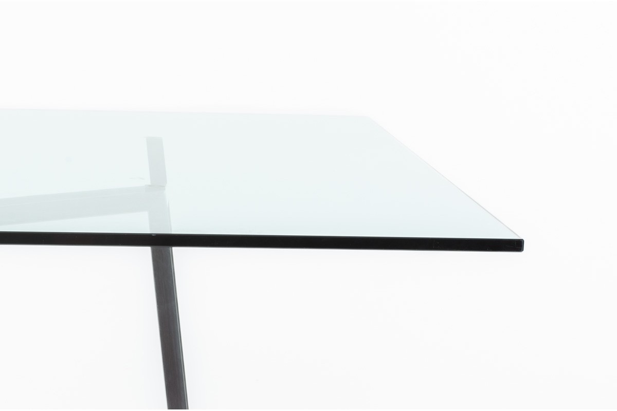 François Morellet square dining table model Destabilisation in steel edition Tecno 1990