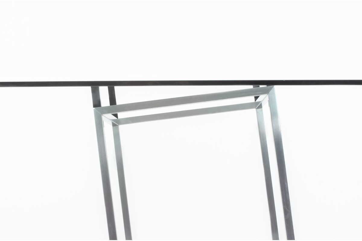 François Morellet square dining table model Destabilisation in steel edition Tecno 1990