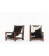 Fauteuils en pin teinté et peau de vache 1950 set de 2