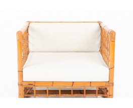 Rattan armchairs model Croisillon 1950 set of 2