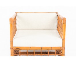 Rattan armchairs model Croisillon 1950 set of 2