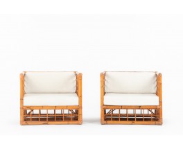 Rattan armchairs model Croisillon 1950 set of 2