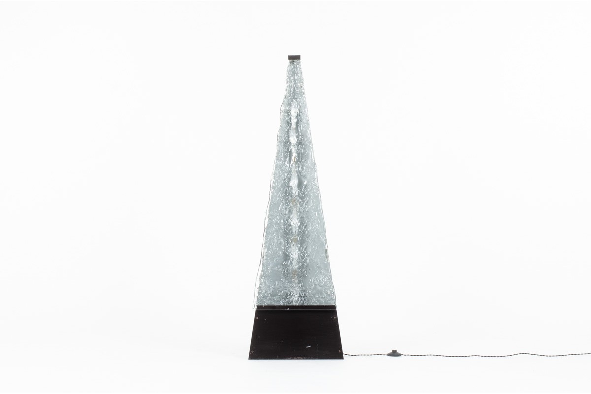 Floor lamp pyramid model glass and metal Italian design 1970