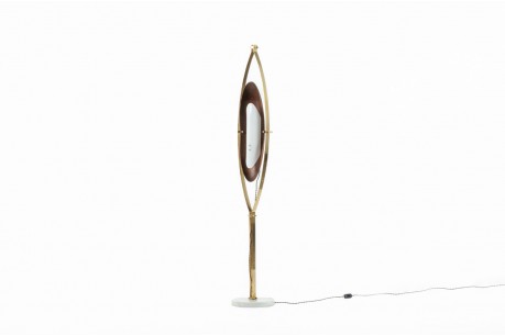 Goffredo Reggiani Floor lamp metal marble and opaline glass Italian design 1960