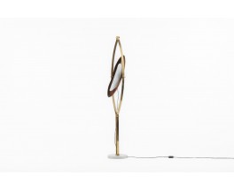 Goffredo Reggiani Floor lamp metal marble and opaline glass Italian design 1960