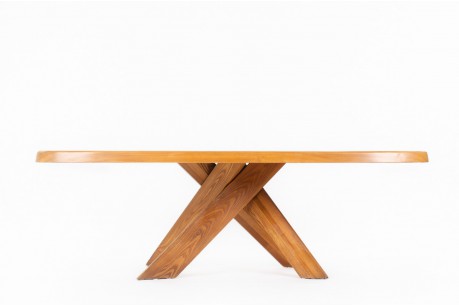 Pierre Chapo rectangular dining table model T35 in elm 1980