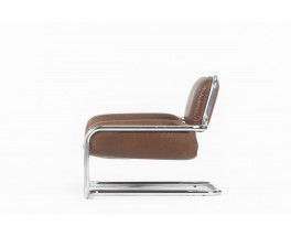 Fauteuil Kwok Hoi Chan modèle Limande cuir et chrome édition Steiner 1970