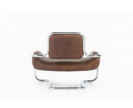 Fauteuil Kwok Hoi Chan modèle Limande cuir et chrome édition Steiner 1970