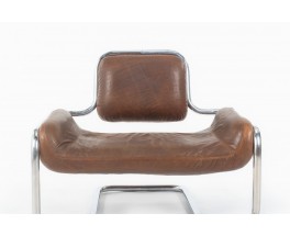 Fauteuil Kwok Hoi Chan modèle Limande cuir et chrome édition Steiner 1970