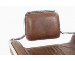 Fauteuil Kwok Hoi Chan modèle Limande cuir et chrome édition Steiner 1970