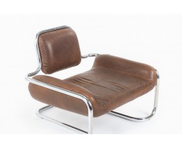 Fauteuil Kwok Hoi Chan modèle Limande cuir et chrome édition Steiner 1970