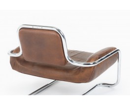 Fauteuil Kwok Hoi Chan modèle Limande cuir et chrome édition Steiner 1970