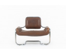 Fauteuil Kwok Hoi Chan modèle Limande cuir et chrome édition Steiner 1970