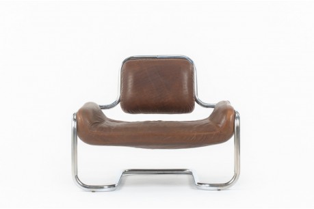 Fauteuil Kwok Hoi Chan modèle Limande cuir et chrome édition Steiner 1970
