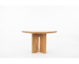 Table de repas ronde Luigi Gorgoni en orme avec rallonge édition Roche Bobois 1980