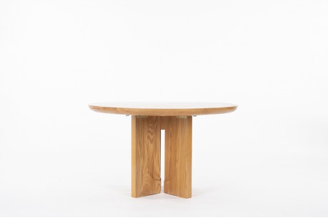Luigi Gorgoni round dining table in elm with extension edition Roche Bobois 1980