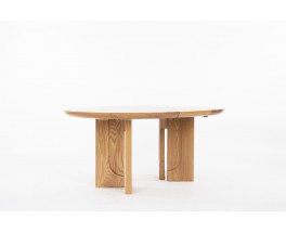 Table de repas ronde Luigi Gorgoni en orme avec rallonge édition Roche Bobois 1980