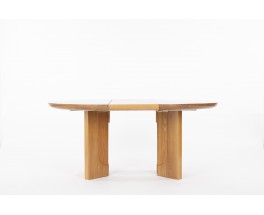 Luigi Gorgoni round dining table in elm with extension edition Roche Bobois 1980