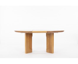 Table de repas ronde Luigi Gorgoni en orme avec rallonge édition Roche Bobois 1980