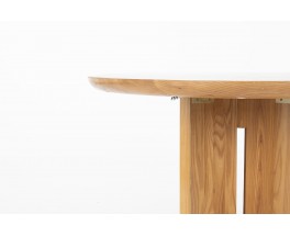 Table de repas ronde Luigi Gorgoni en orme avec rallonge édition Roche Bobois 1980