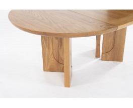 Table de repas ronde Luigi Gorgoni en orme avec rallonge édition Roche Bobois 1980