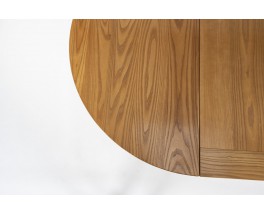 Luigi Gorgoni round dining table in elm with extension edition Roche Bobois 1980