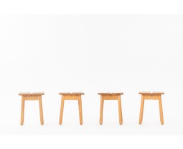 Pierre Gautier Delaye stools in pine edition Vergneres 1960 set of 4