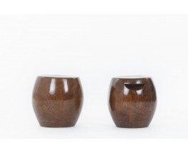 Monoxyl stools in wood Senegal 1950 set de 2