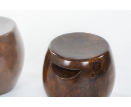 Monoxyl stools in wood Senegal 1950 set de 2