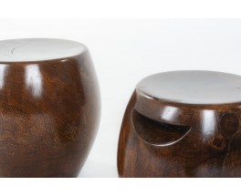 Monoxyl stools in wood Senegal 1950 set de 2