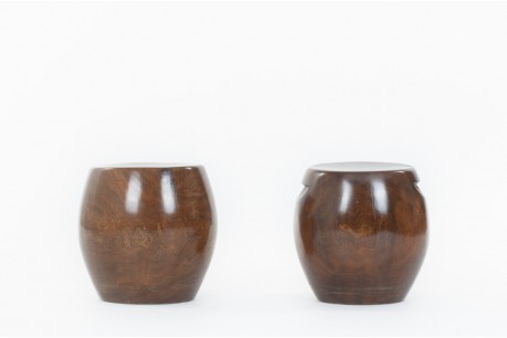 Monoxyl stools in wood Senegal 1950 set de 2