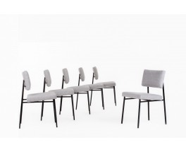 Gerard Guermonprez chairs in fabric and black metal edition Magnani 1950 set of 6