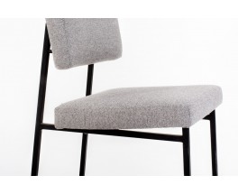 Chaises Gérard Guermonprez en tissu et métal noir édition Magnani 1950 set de 6