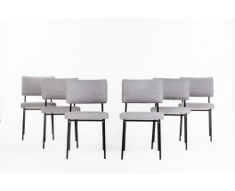 Gerard Guermonprez chairs in fabric and black metal edition Magnani 1950 set of 6