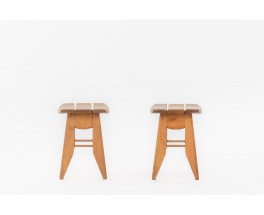 Guillerme & Chambron stools in oak edition Votre Maison 1950 set of 2