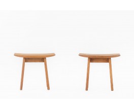 Guillerme & Chambron stools in oak edition Votre Maison 1950 set of 2