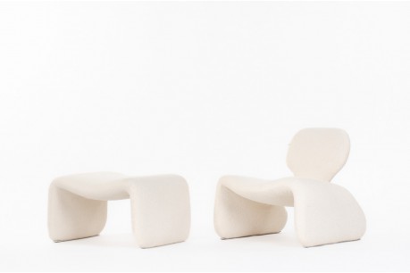 Olivier Mourgue low chair with footrest model Djinn edition Airborne 1965
