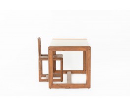 Andre Sornay desk and chair set in pine and beige lacquer 1960