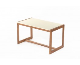 Andre Sornay desk and chair set in pine and beige lacquer 1960