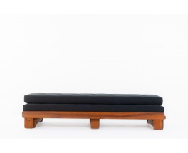 Alain Gaubert bench seat convertible model in oak and black linen 1980