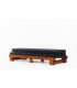 Alain Gaubert bench seat convertible model in oak and black linen 1980