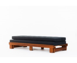 Alain Gaubert bench seat convertible model in oak and black linen 1980