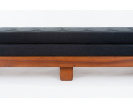 Banquette Alain Gaubert modèle convertible en chêne et lin noir 1980