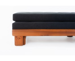 Alain Gaubert bench seat convertible model in oak and black linen 1980